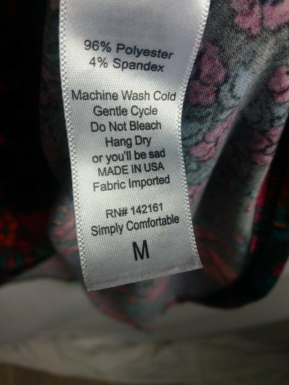 Lularoe Simply Comfortable Dress Flower Clusters Black Stretchy Hi Lo - Picture 7 of 7